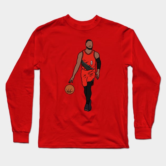 Damian Lillard Dribbling Long Sleeve T-Shirt by rattraptees